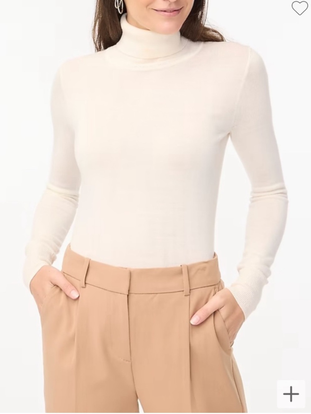 J. Crew Factory Merino Wool-blend Turtleneck S Small Ivory Cream AU185
